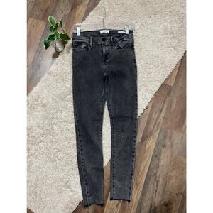 Frame 28 Gray Mineral Wash Raw Hem Mid Rise Le Skinny De Jeanne Skinny Jeans